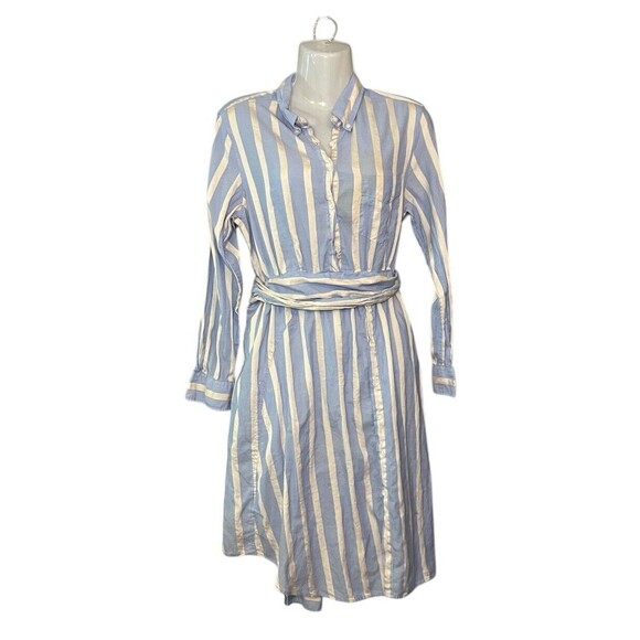 GANT RUGGER Women's Capri Blue Striped The SM(I)LE Shirt Dress Size Large - Picture 1 of 7